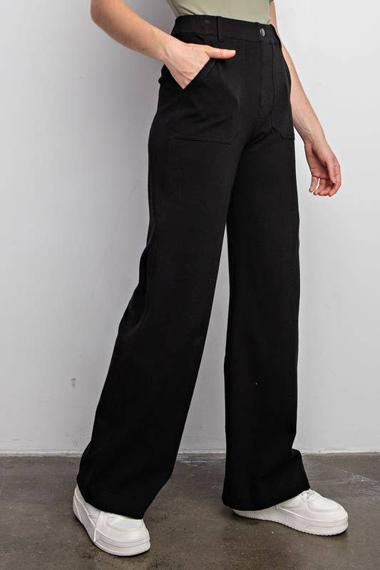 Straight Wide Leg Stretch Pants