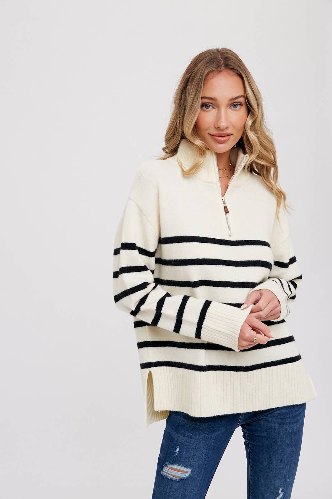 Quarter Zip Stripe Pullover