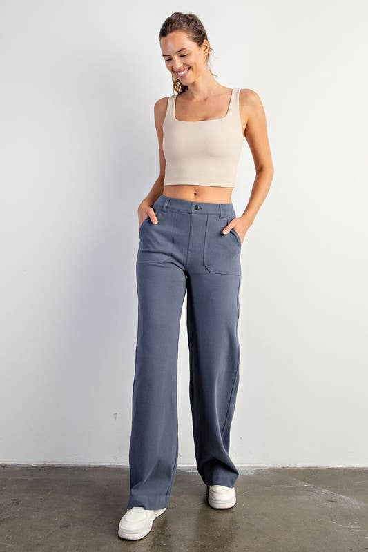 Straight Wide Leg Stretch Pants