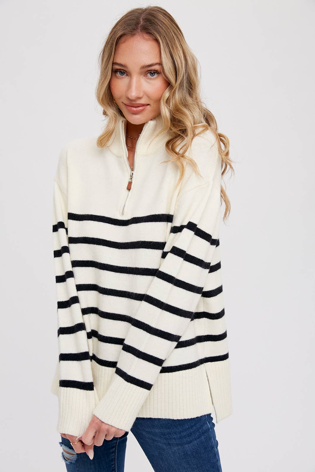 Quarter Zip Stripe Pullover