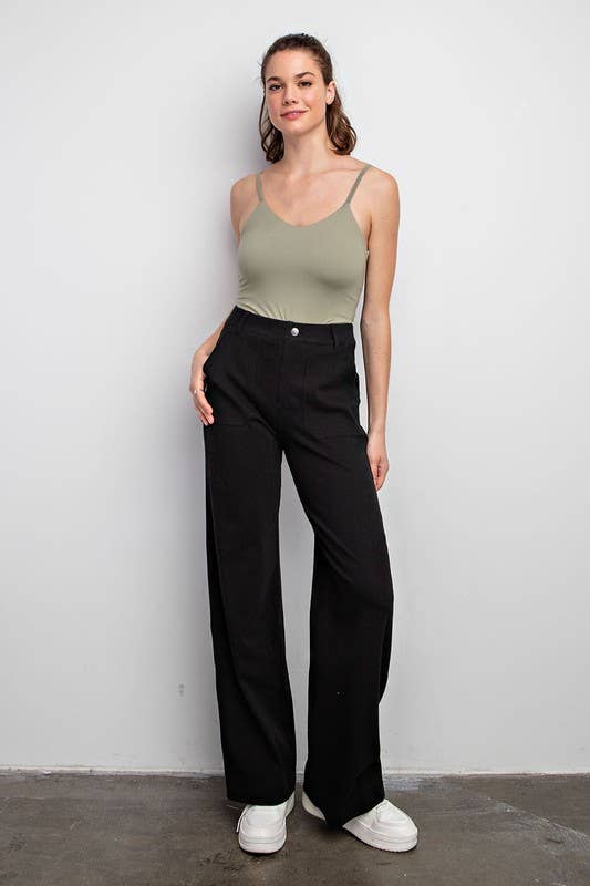 Straight Wide Leg Stretch Pants