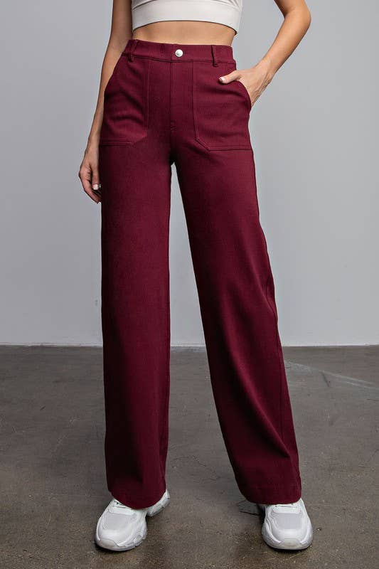 Straight Wide Leg Stretch Pants