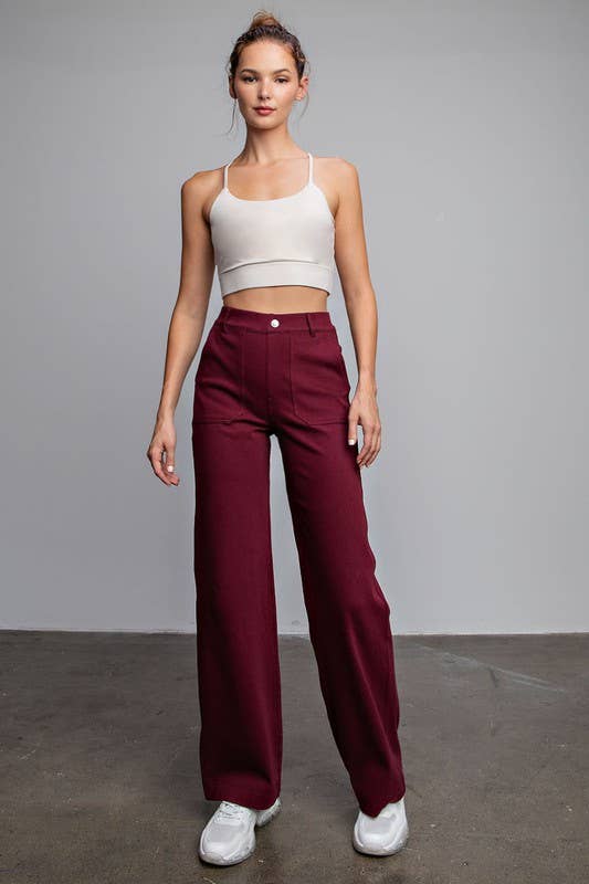 Straight Wide Leg Stretch Pants