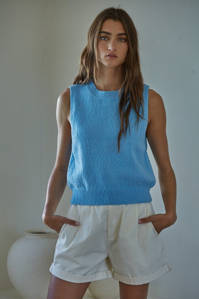 Knit Crew Neck Vest Top