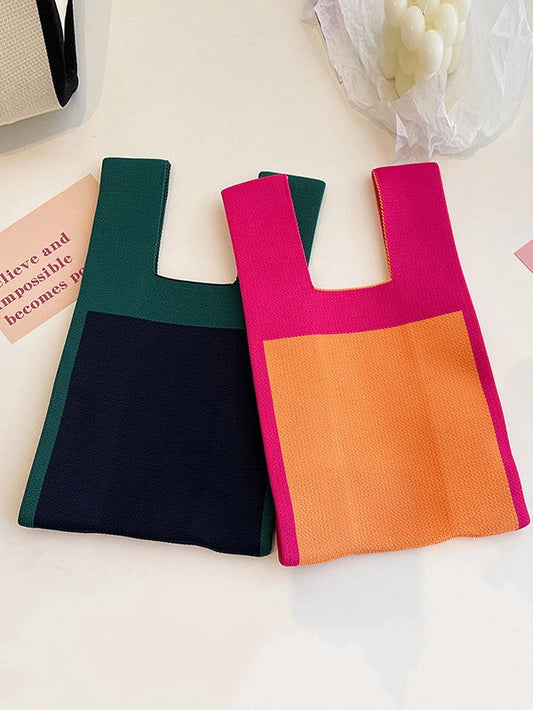 Knit Color Block Handbag