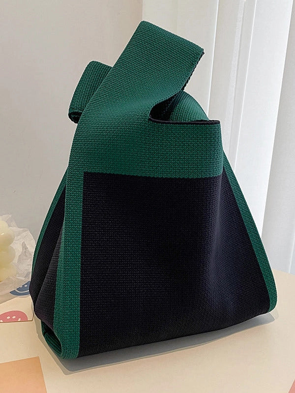 Knit Color Block Handbag