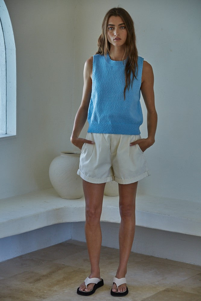 Knit Crew Neck Vest Top