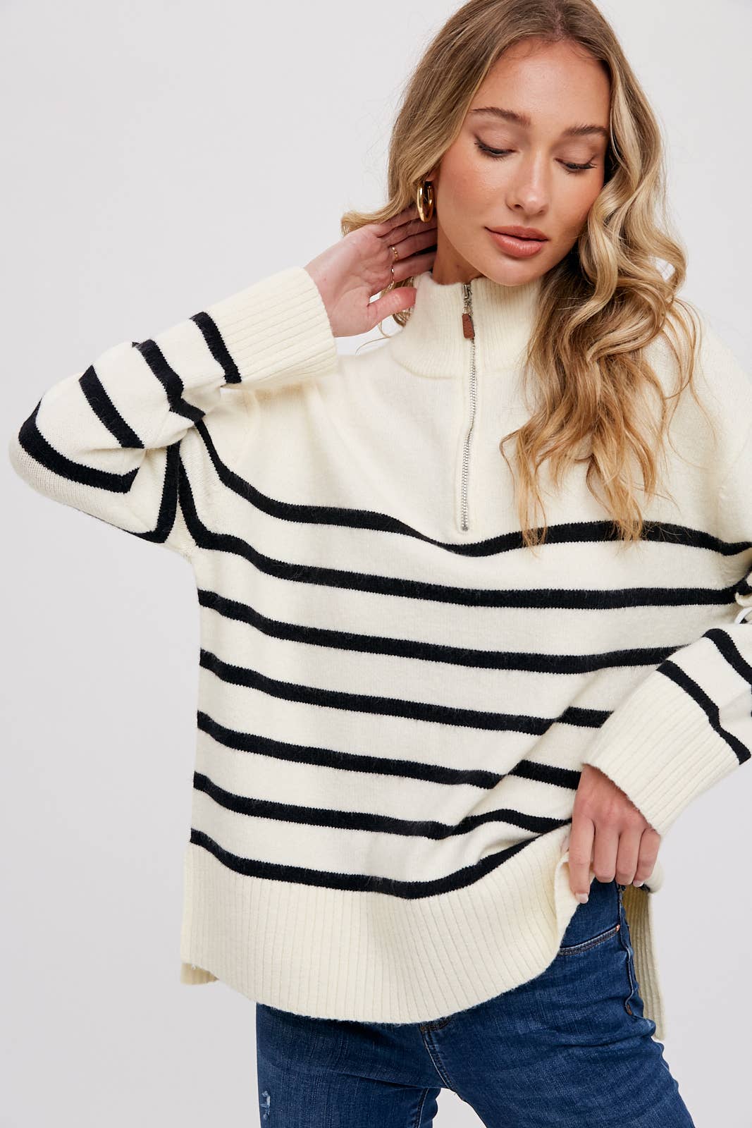 Quarter Zip Stripe Pullover