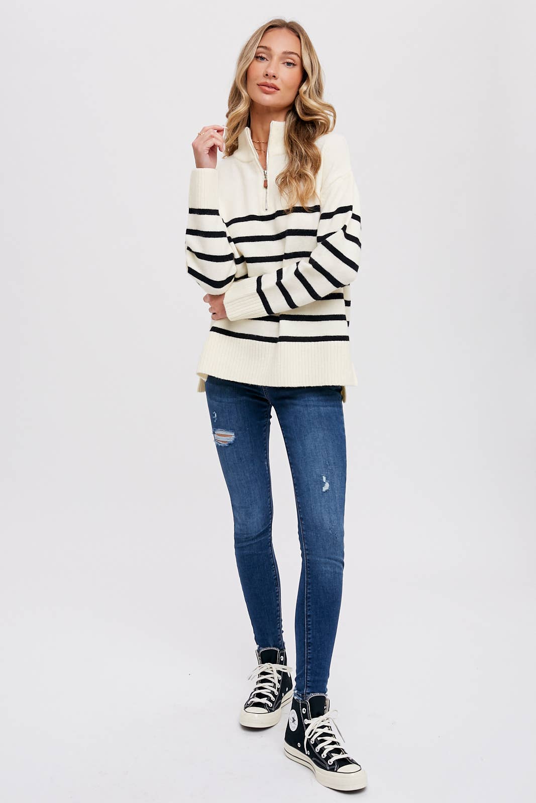 Quarter Zip Stripe Pullover