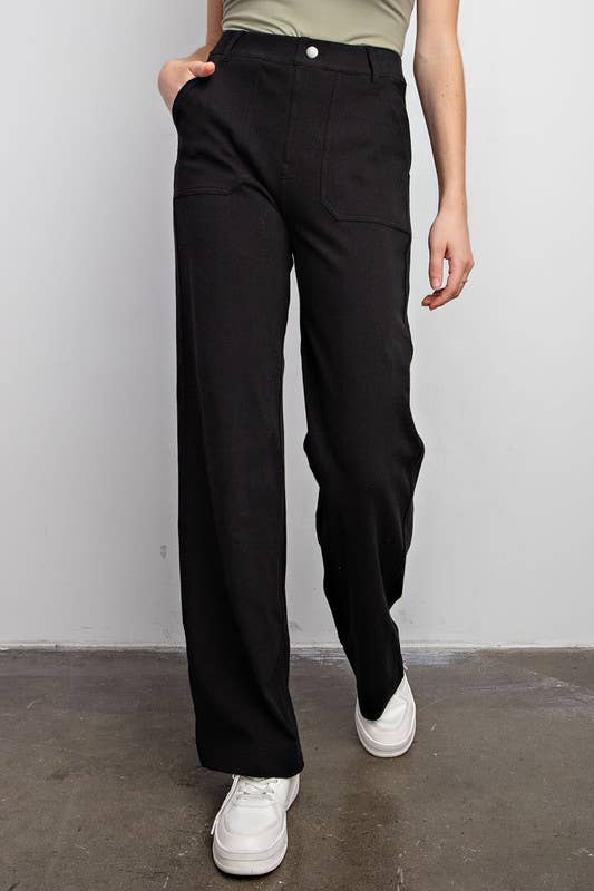 Straight Wide Leg Stretch Pants